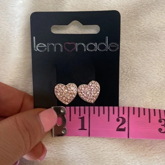 Pink heart rhinestone | Earrings - Picture 5 of 5
